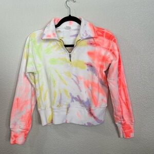 RE/DONE x Hanes Neon Space Dye 70s Half Zip Tie Dye Sweatshirt